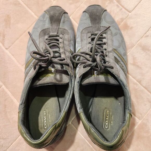 COACH Sneakers For Women Size US 11 M Gray Kathleen Coach Logo Leather - Picture 11 of 12
